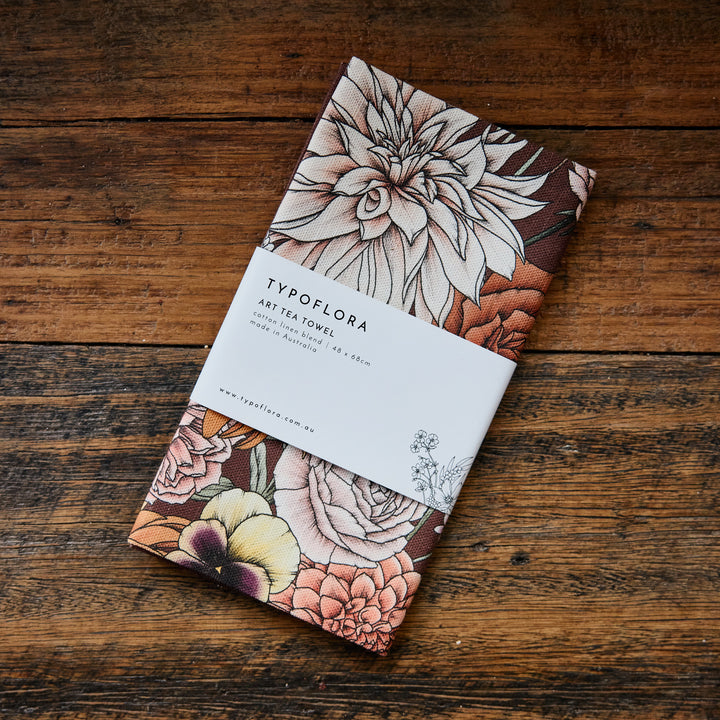 Tea Towel - Typoflora Flower Pattern