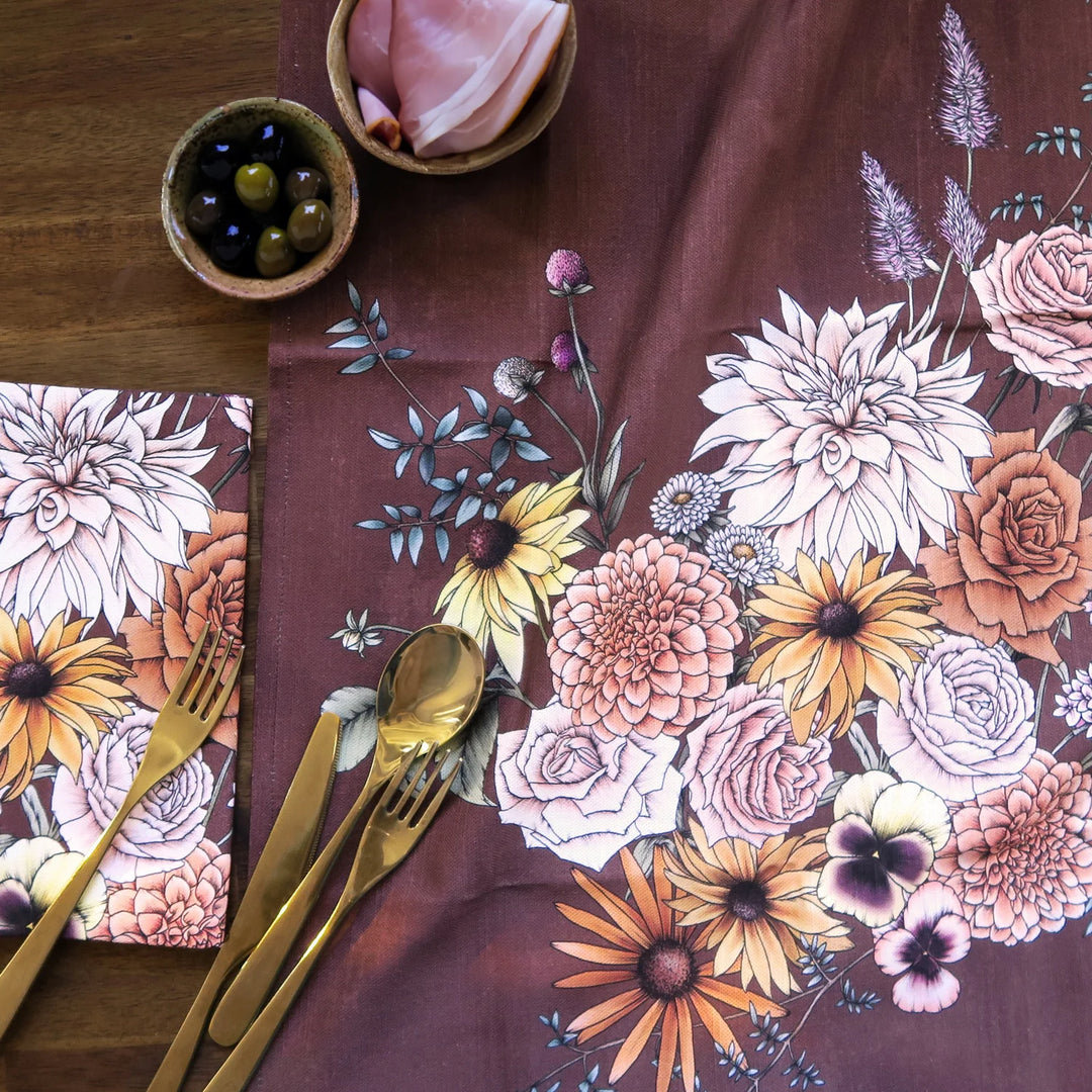 Tea Towel - Typoflora Flower Pattern